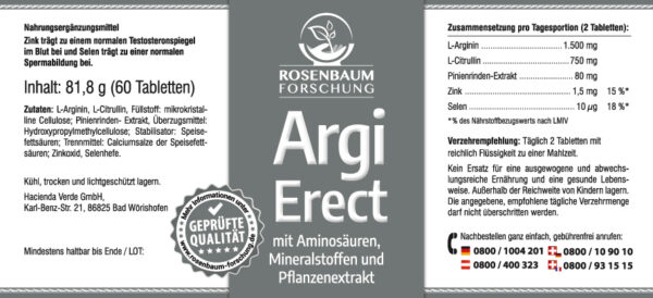 Argi Erect, Etikett