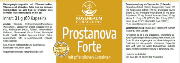 Prostanova Forte, Etikett