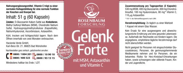 Gelenk Forte, Etikett