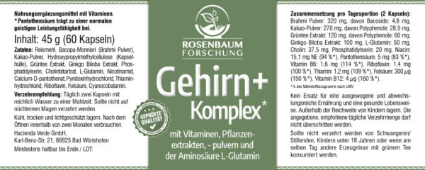 Gehirn+ Komplex, Etikett