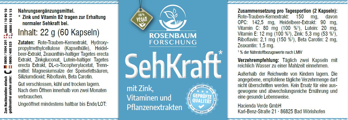 SehKraft Sehkraft, Rosenbaum-Forschung, Etikett
